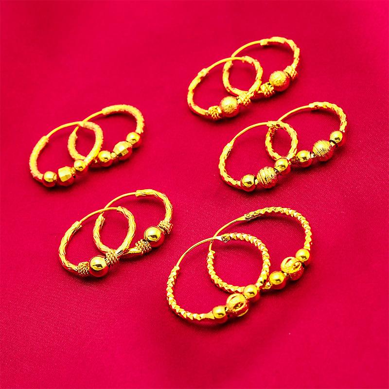 Gold Color Lucky Beads Earrings For Wome Wedding Birthday Ear Charms Fine Jewelry Gifts