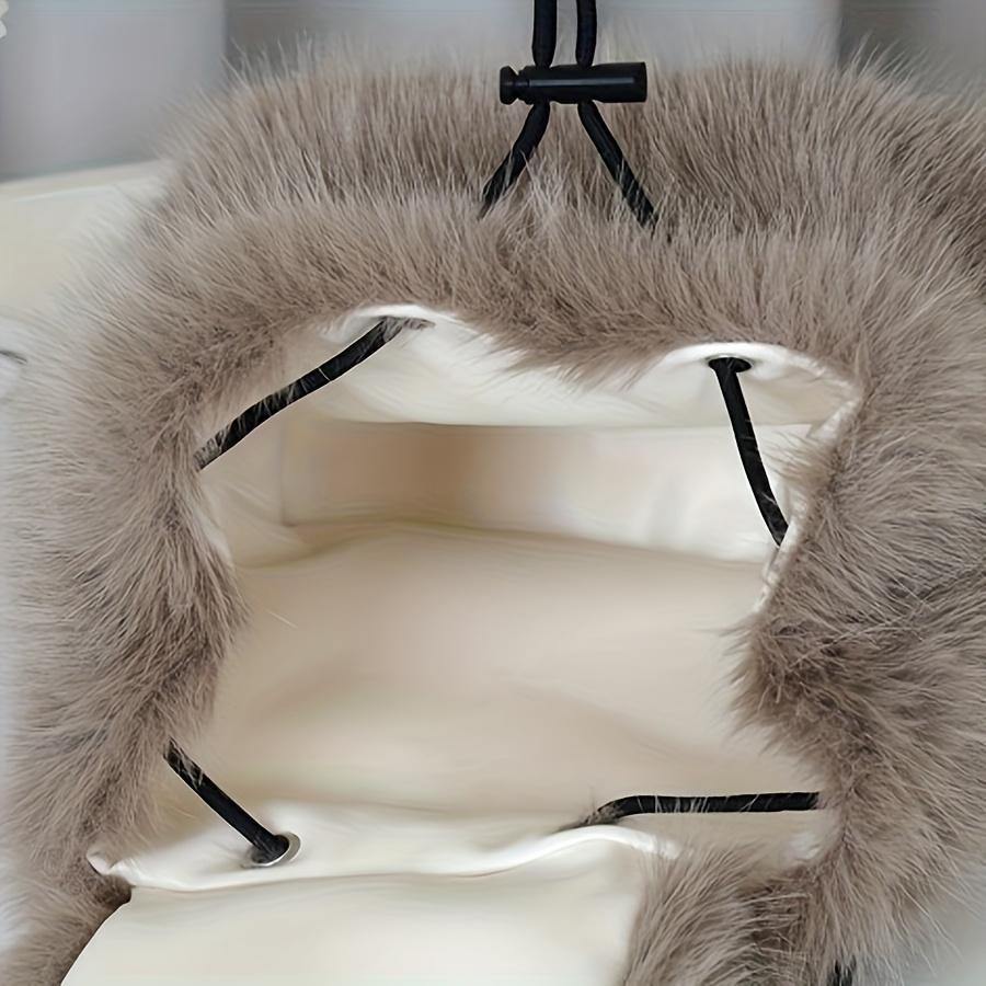 1 Stück Eleganter Damen Rucksack aus Kunstfell - Verstellbarer Riemen, Kordelzugverschluss, Mehrfachtaschen-Design, Perfekt für Reisen & Freizeitgebrauch