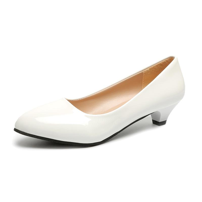 Fashion Round Toe High Heels Bright Plus Size Shallow Mouth Student 2025 New Spring and Autumn Professional Single Shoes