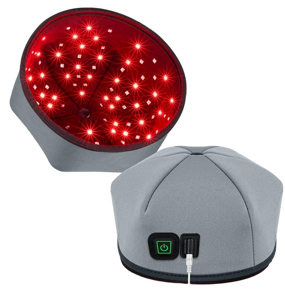 Portable Durable Infrared Red Light Therapy Cap with Red Blue LED Lights with US Plug Red Light Cap for Head Hair Growth & Care серый