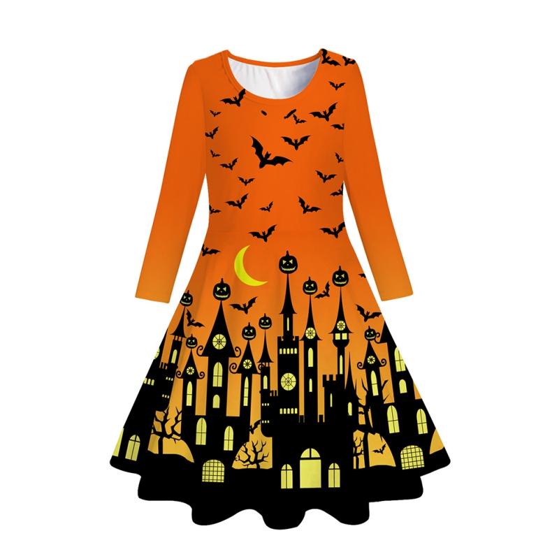

Детское платье с длинным рукавом для девочек 4-12 лет, зимнее, платье на Хэллоуин S