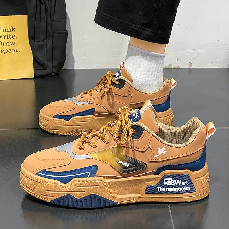 2024 Autumn New Casual Sports Shoes Men's Leather Low-Top Fashion Trend Easiest for Match Running Shoes Men's Skateboard Shoes