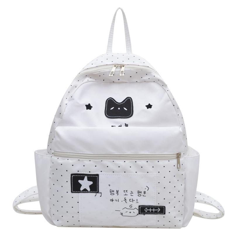 Schoolbag New Korean Version Ins Style Girl Backpack Polka Dot Floral Light Large Capacity Middle School Student Schoolbag Commuter Backpack