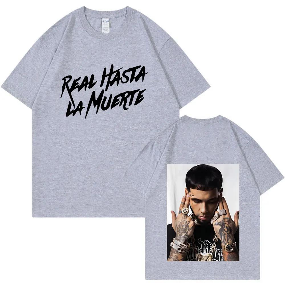 Rapper Anuel AA Real Hasta La Muerte style casual Tshirt fashionable hiphop retro Tshirt suitable for Women