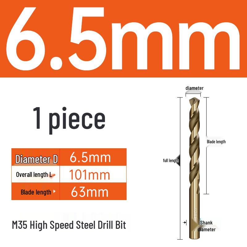 M35 Cobalt Twist Drill Bits Set for Stainless Steel, High Hardness, Straight Shank, Hand & Electric Drills