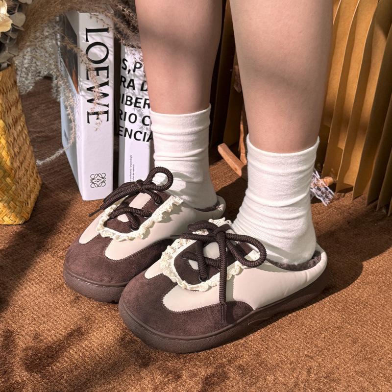 Cotton slippers autumn and winter home home indoor home warm thick bottom couple cute plush slippers outside wear