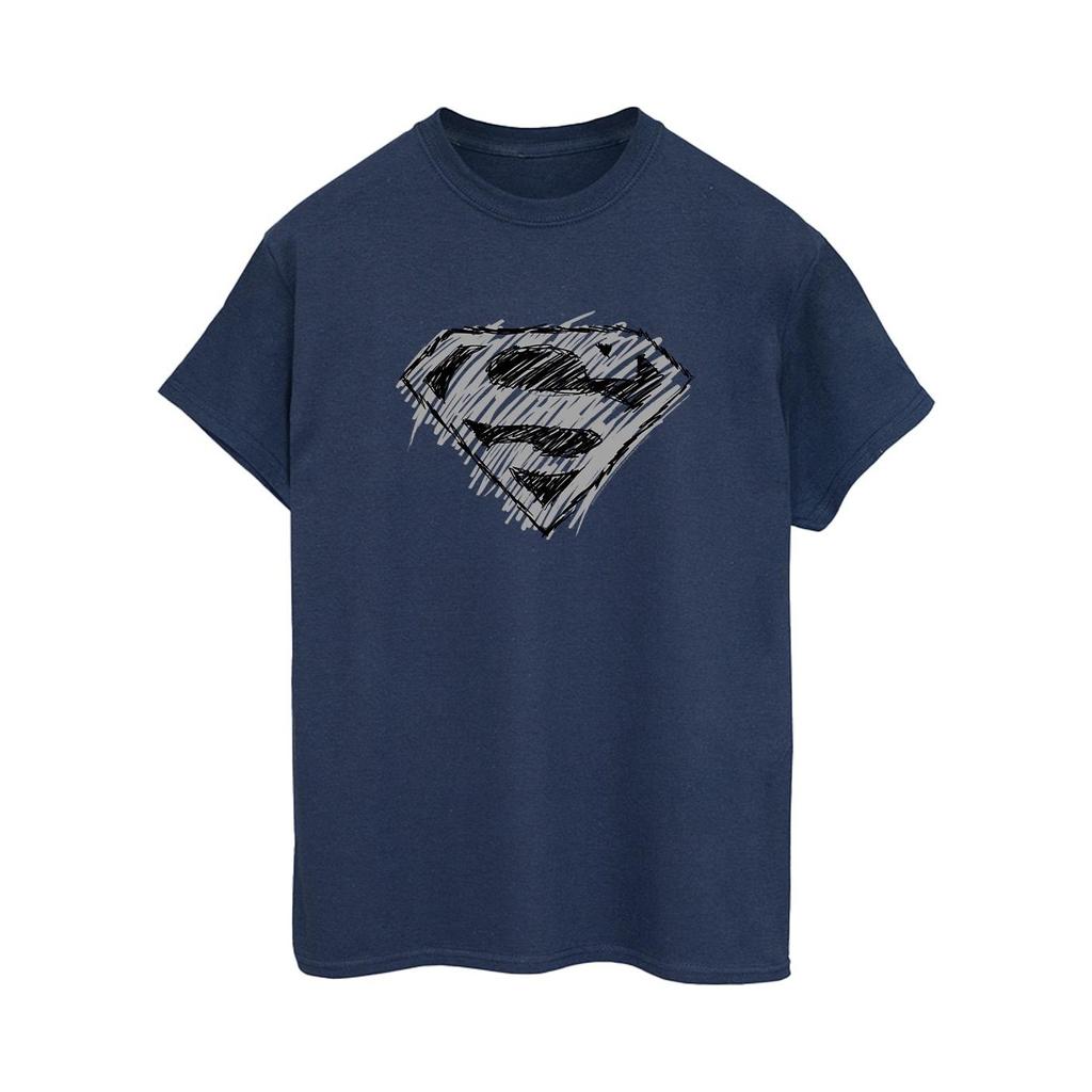 DC Comics Womens/Ladies Superman Logo Sketch Cotton Boyfriend T-Shirt
