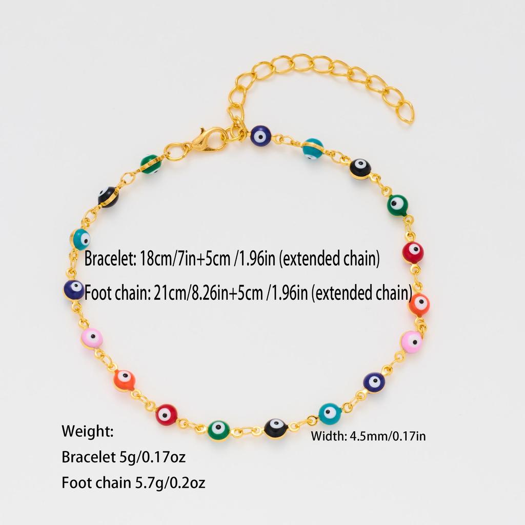 Colorful Copper Evil Eye Bracelet Anklet – European & American Style