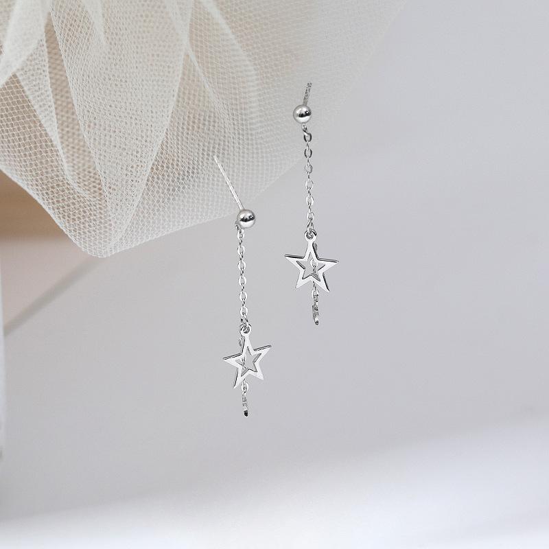 Boucles d'oreilles à tige en argent sterling S925 avec pentagramme et pompon Sense XINGX High Sense Frosty Style Boucles d'oreilles