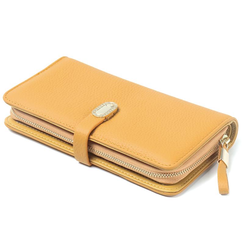 Dámská peněženka, Pravá kůže, Velkokapacitní peněženka v kontrastních barvách, První vrstva hovězí kůže, Luxusní psaníčko, Peněženka na více karet.