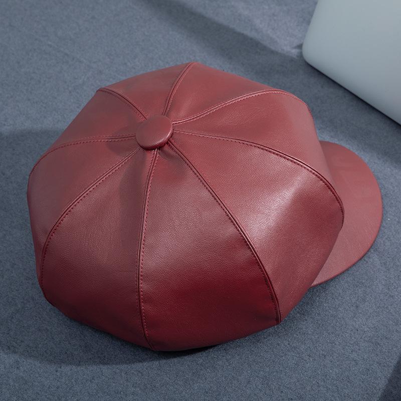 Temperament octagonal pumpkin hat literary style painter hat autumn cap octagonal hat big brim