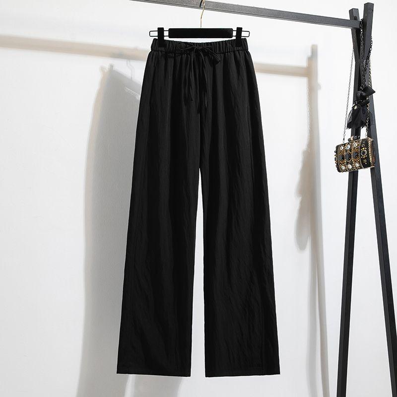 European Plus Size Women's Clothing Lazy Literature and Art Student Elastic High Waist White Tencel Cotton Loose-Fitting Wide-Leg Trousers M-5XL
