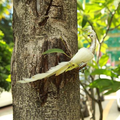 Glitter Simulation Peafowl Model Artificial Feathers Bird Home Garden Decoration