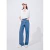 Navigare Italy Women's Elastic Waist Straight-Leg Denim Jeans