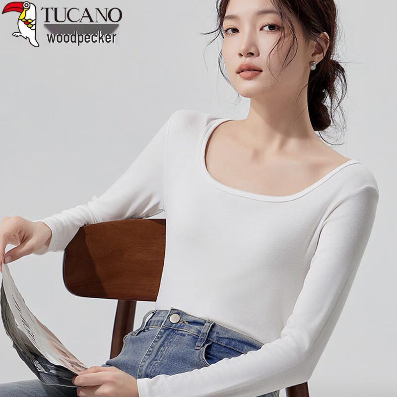 Woodpecker Women s Premium Slim-Fit Double U-Neck Long Sleeve Top L