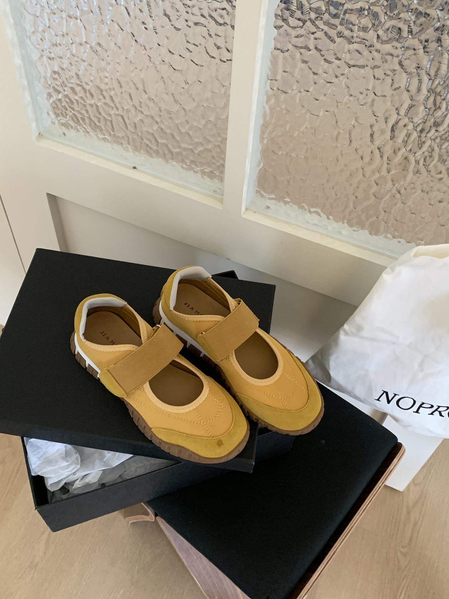 

Velcro Mary Jane shoes 2025 spring and summer new plume air German training shoes 2.5cm platform fashion casual shoes 40 жёлтый