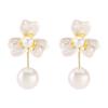 Summer Hot Selling French Flower Pearl Stud Earrings Elegant Lady Style Fashion Temperament Versatile Ear Jewelry For Women