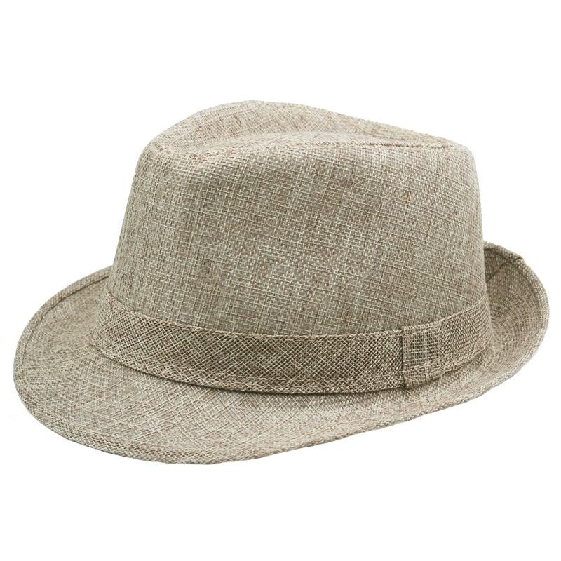 Linen Rolled-Brimmed Jazz Hat Summer British Retro Small Top Hat Outdoor Sun Hat