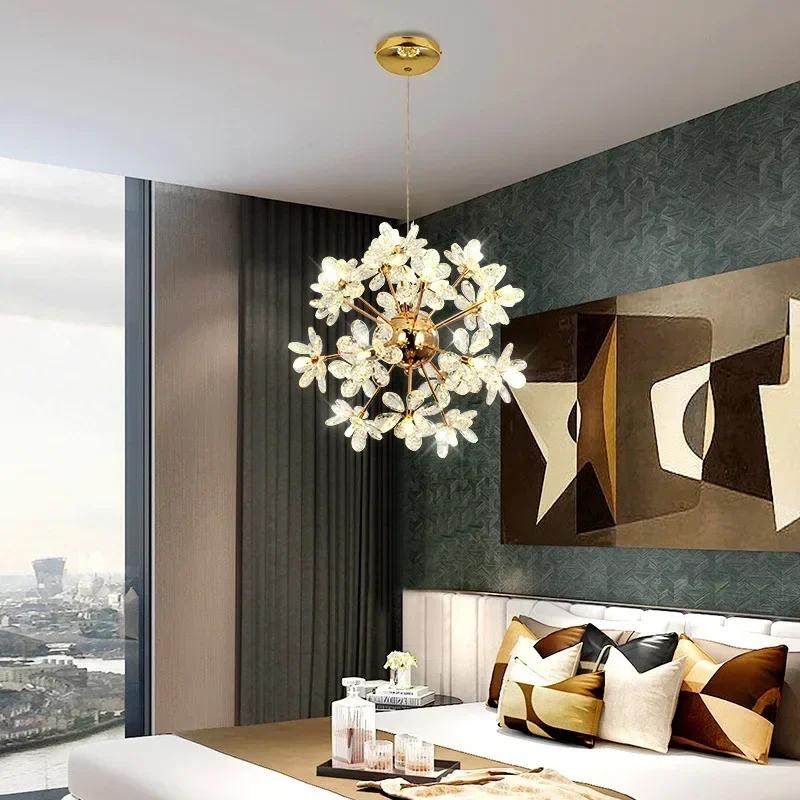 W1917 Modern Luxury Crystal Chandelier Dandelion Round Ball Pendant Ceiling Lamp for Dining Living Room Hanging Light New