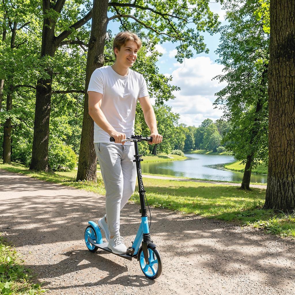 Folding Scooter for Adults 14+, Adjustable Handlebars, Aluminum, 91.5 x 36.5 x 104 cm, Blue