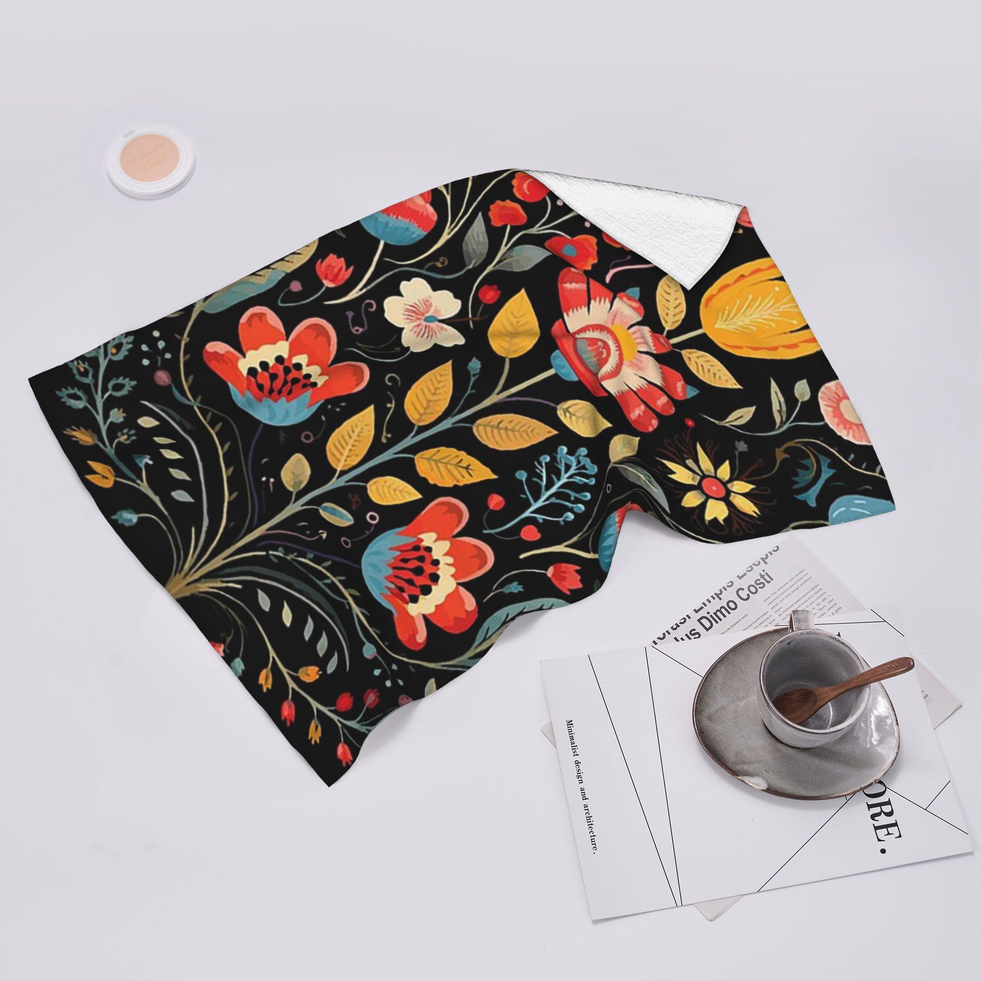 Ka Chen Muxi White Polish Folk Flowers Print Poland Floral Soft Face Towel Quick Dry Pool Bath Cotton Towels Absorbent