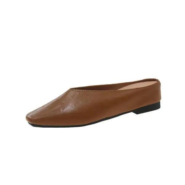 

Новые женские лоферы на плоской подошве и с закрытым верхом Женские роскошные модные шлепанцы из ПУ с защитой носка Большие размеры 35-42 42