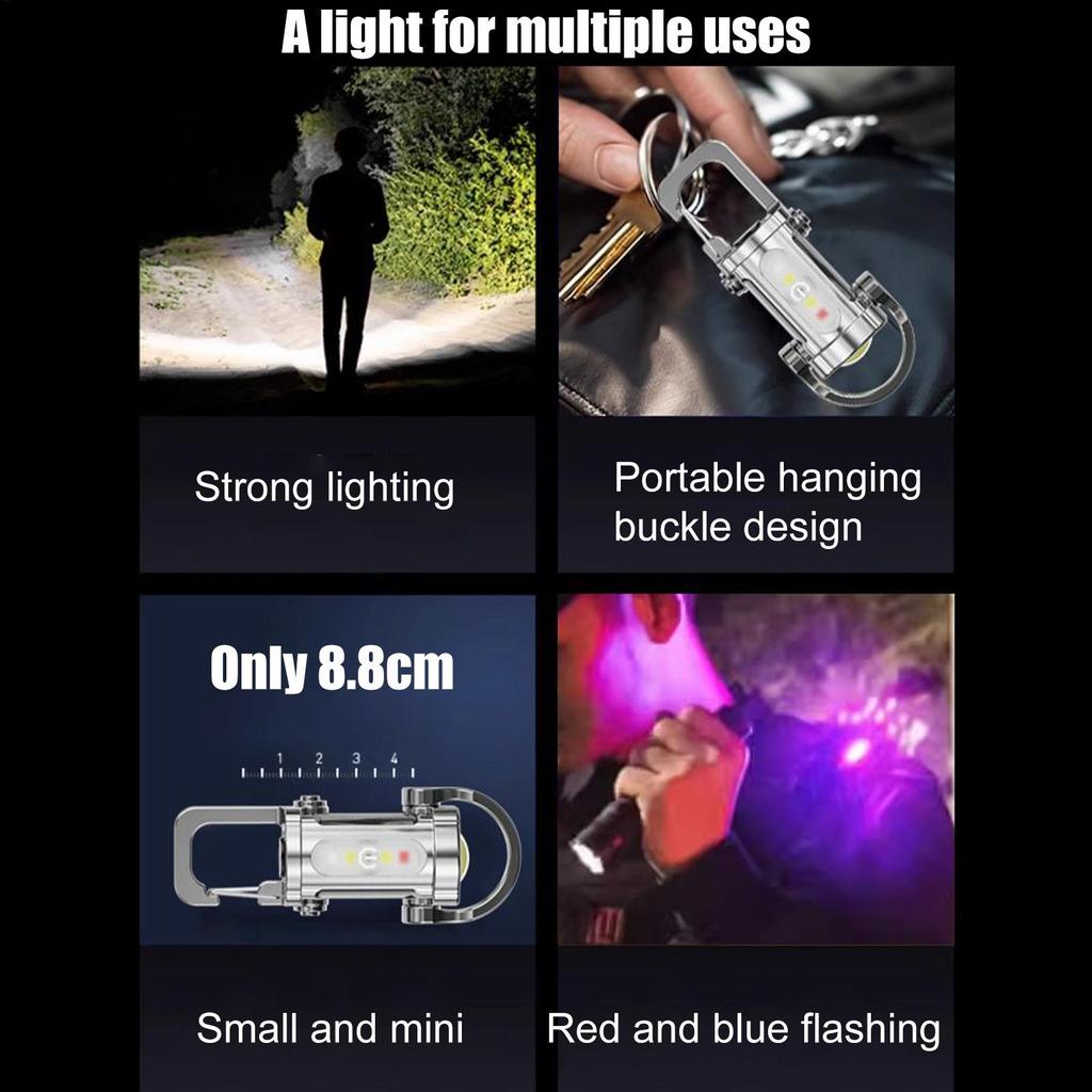 Keychain Flashlight Small Keychain Flashlight USB Charging All-Weather Bright Survival Equipment Waterproof for Friends Men