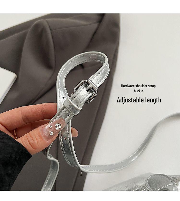 Women's 2024 Silver Textured Dumpling Shoulder Bag - Versatile Summer Crossbody Handbag