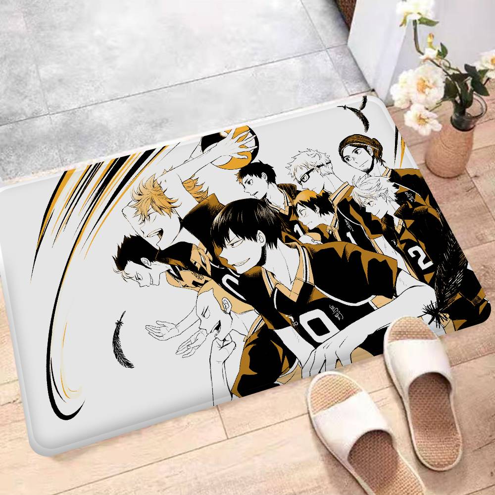 Anime Haikyuu Bathroom Mat Anti-slip Absorb Water Long Strip Cushion Bedroon Mat Welcome Doormat