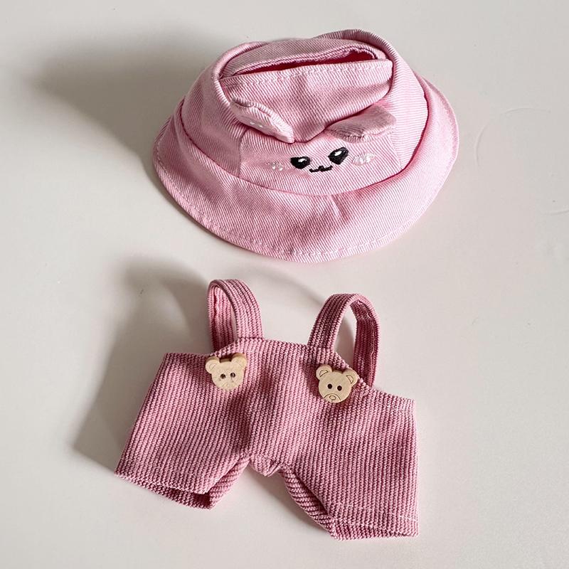 Labubu Clothes Cartoon Overalls 2-Piece Set For 17Cm Dolls Overalls& Cap Labubu Doll Clothes For Photography Props