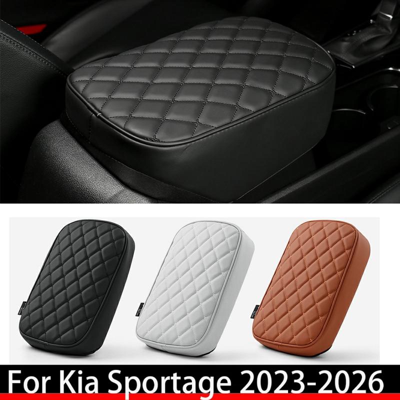 For Kia Sportage NQ5 -2026 Car Tuning Black PU Leather Car Armrest Box Pad Cover Trim  Accessories