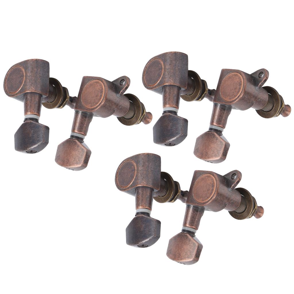 6Pcs Guitar Locking Tuners Tuning Pegs for Full Enclosed Electric Guitars AccessoriesAntique Copper