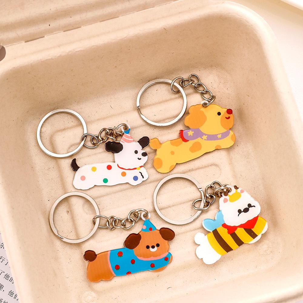 West Highland Terrier Cartoon Acrylic Keychain - Polka Dot Puppy Charm