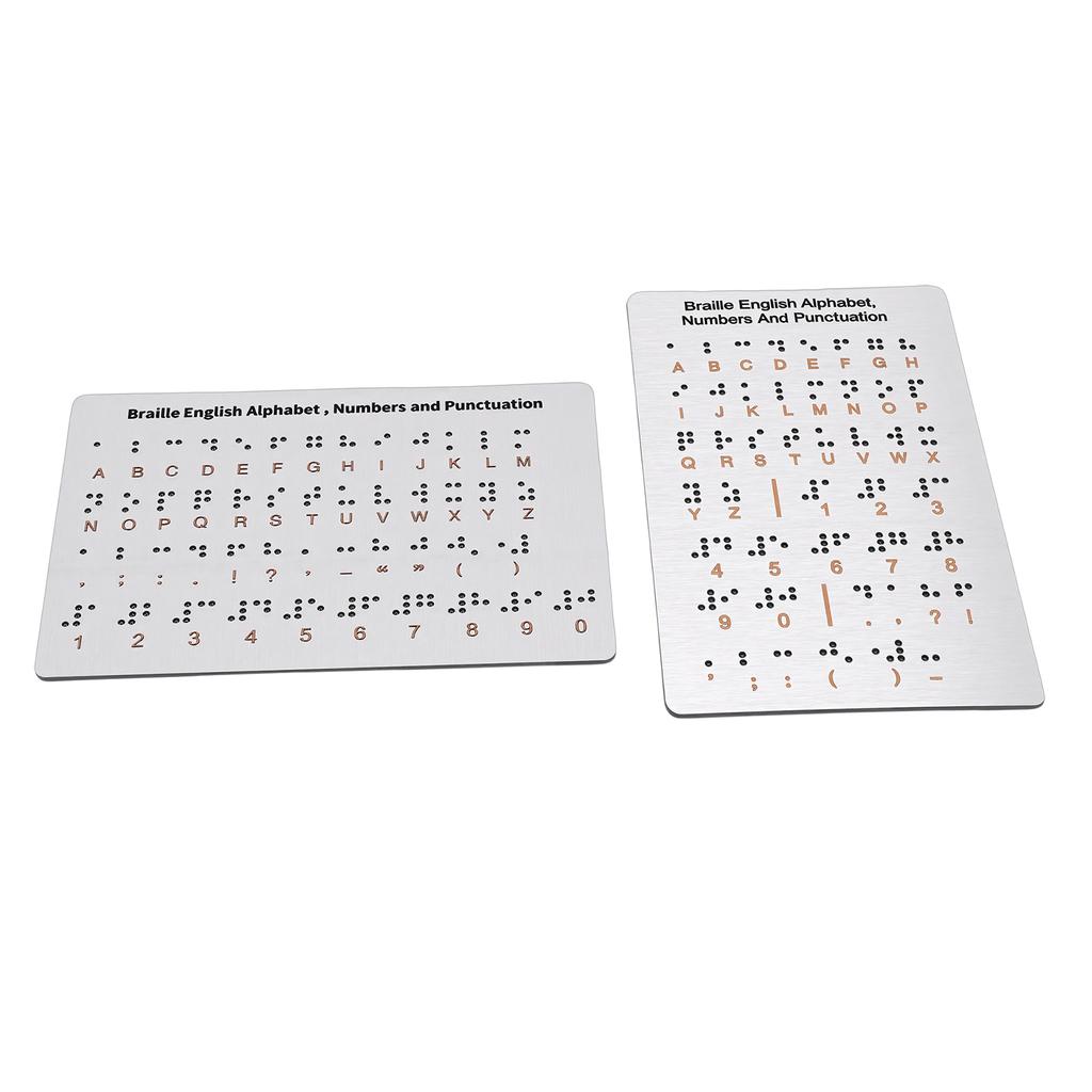 2pcs Braille English Alphabet Numbers and Punctuation Board with Sturdy Raised Dots Braille Learning Tool for Braille