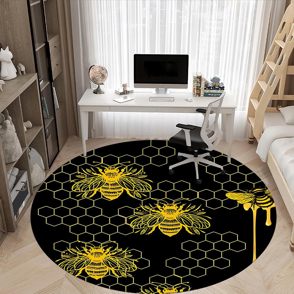 1 stuks Bijenraat Kantoor Ronde Vloerkleed, Binnenvloerkleed Geschikt Voor Kantoor, Onder Kantoorbureaus Slaapkamer Woonkamer Huisdecoratie, Kamer Decoratie