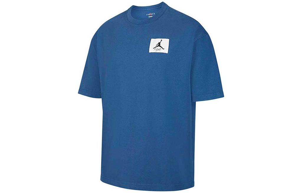 Jordan Men's Logo Patch Crewneck Pullover T-Shirt Blue DZ0605-486