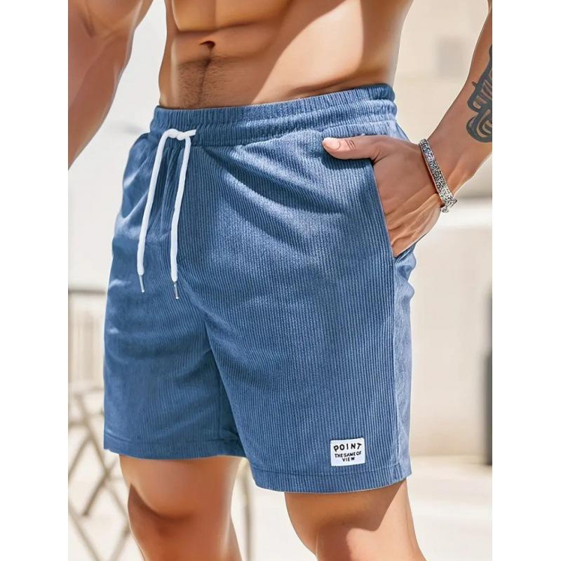 Pantaloncini Sportivi da Uomo in Velluto a Coste Monocolore con Lacci 2026