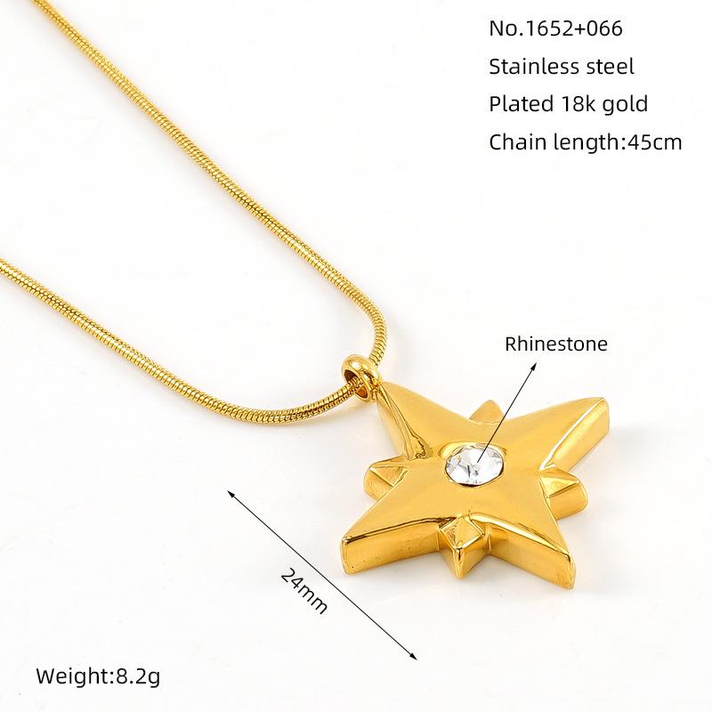 Ретро Ожерелье с картой Таро «Восьмиконечная звезда» для женщин - Нишевый дизайн с подвеской из титановой стали 18K