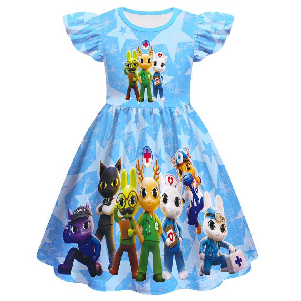83289 Kinder Mädchen Tierarztpraxis Rüschen Cartoon Kleid