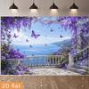 1Pcs Purple Flower Vine Butterfly Ocean Balcony Decoration Background Floral Backdrop Decorations For Photo Studio Booth Party