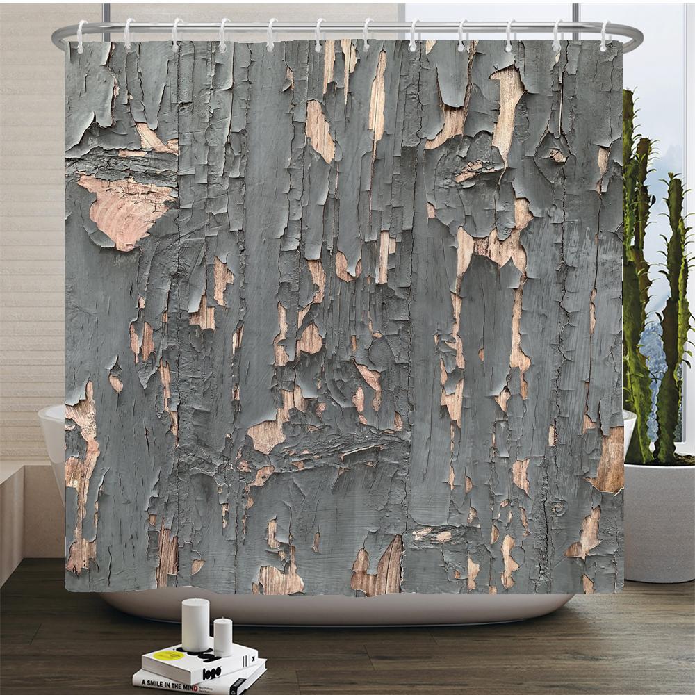 

Винтажные шторы для душа с текстурой дерева, сельская кирпичная стена, камень, занавеска для ванны, полиэстеровая ткань, домашний декор для ванной комнаты, штора с крючками W90xH180cm