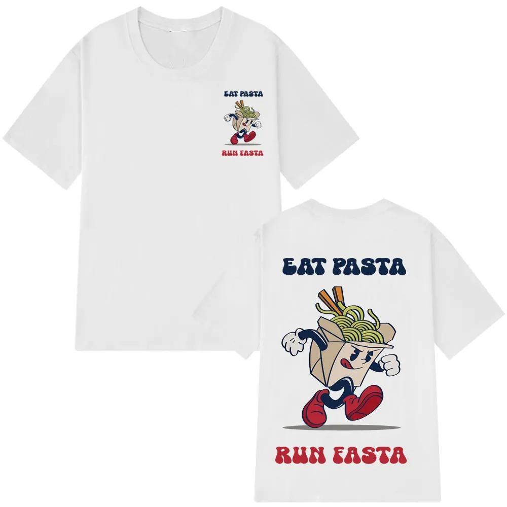 

Hot Sale 2025 Eat Pasta Run Fasta Fashion Design Print Tshirt Summer Short-sleeved Loose Simple T-shirt Man Woman T-shirt XXXXXL белый
