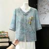 Elegant Chinese Style Floral Summer Shirt for Women