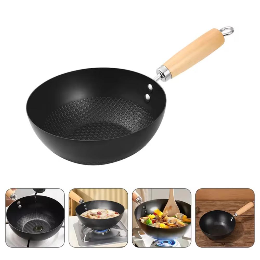 Non-stick Small Cast Iron Wok Universal Pot Durable Frying Pan  Single