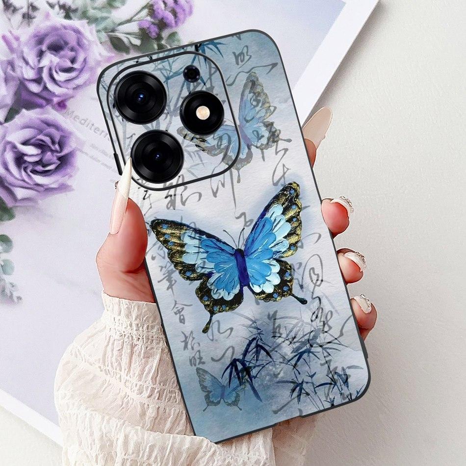For Tecno Spark 10 Pro Phone Case Spark 10Pro 4G KI7 Elegant Floral Cat Printing Soft Silicone TPU Cases
