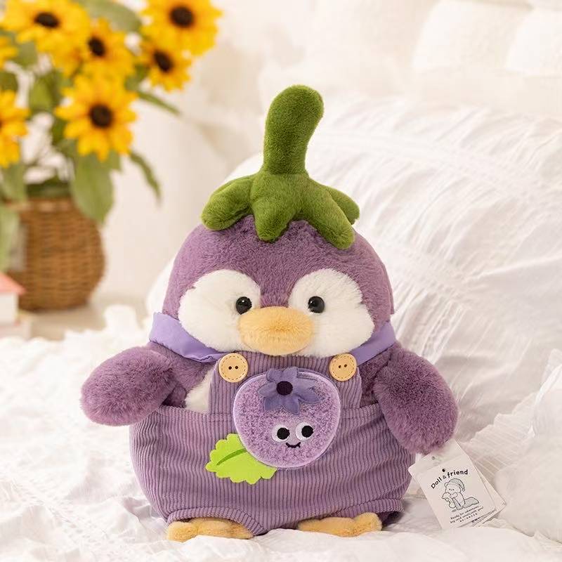 Latest Transformed Eggplant Penguin Doll Kawaii Stuffed Plush Toy Figurine Cartoon Anime Cute Children s Birthday Gift Fun Doll 25cm
