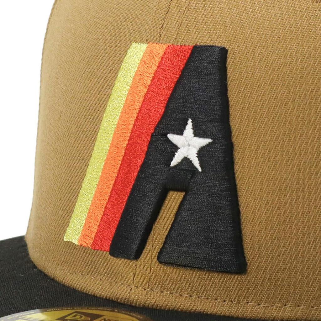 New Era 59FIFTY Cap MLB Houston HOU Side Under ONSPOTZ and Side Flat Summer Sun UV Protection (70823794, NER35C7990) Astros, Wheat/Black/Beige, Patch,