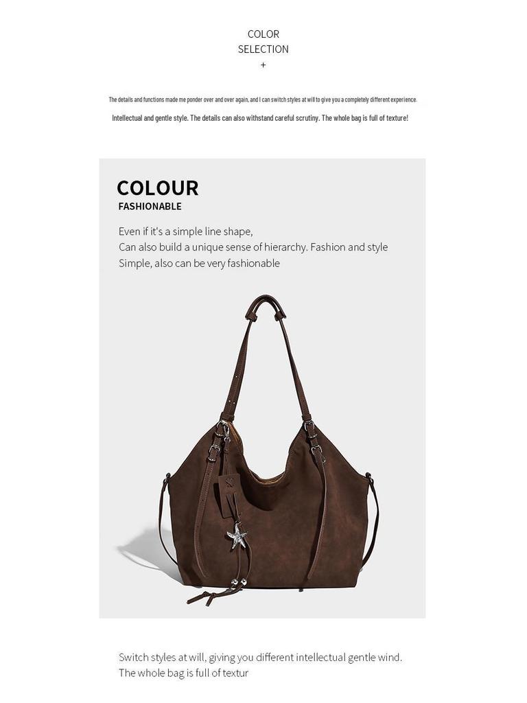 Women's 2025 Autumn Retro Korean Style Frosted Texture Shoulder Tote Bag