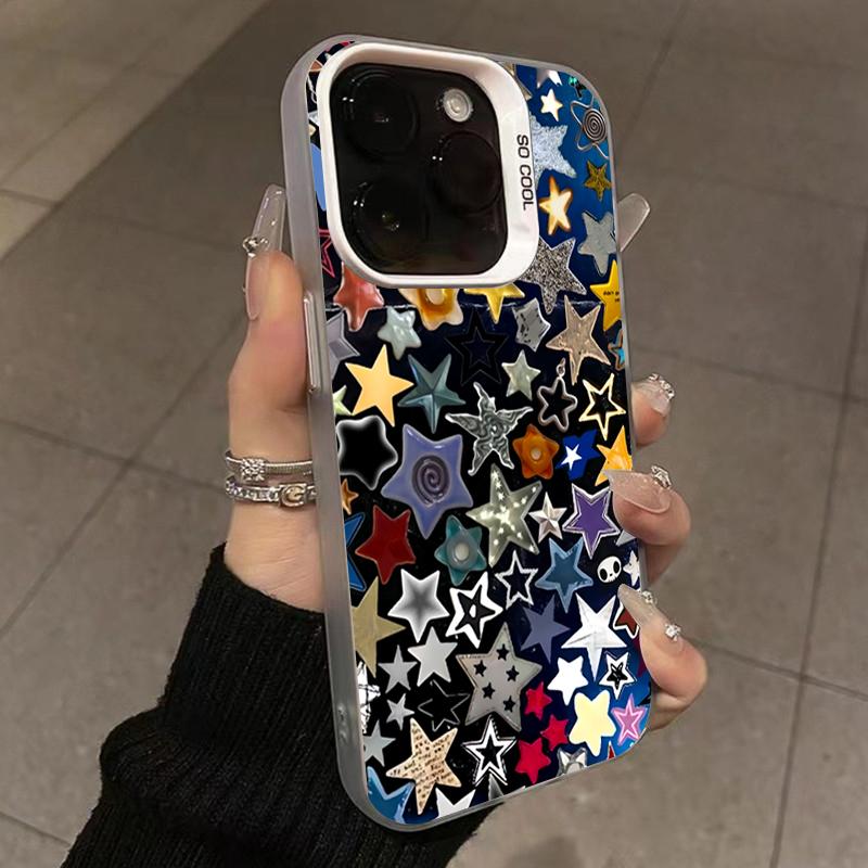 Dual-Color Glitter Star Phone Case For Samsung Galaxy S24 S23 S22 S21 Ultra Plus FE Note 20 UltraA15 A35 A55 A54 A53 5G Cover