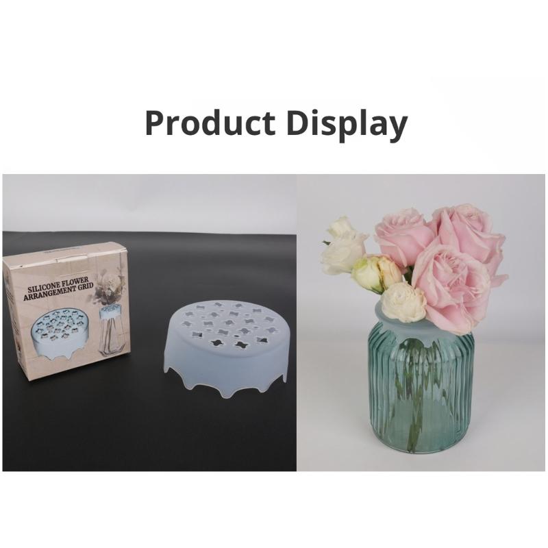 Silicone Grid Insert Flexible Floral Stem Holder For Floral Arrangements And Makeup Brush Storage